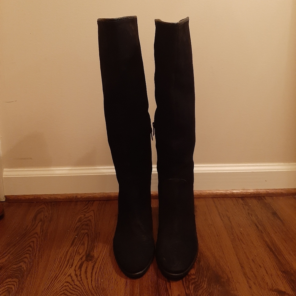 Vince Camuto black suede knee-high boots